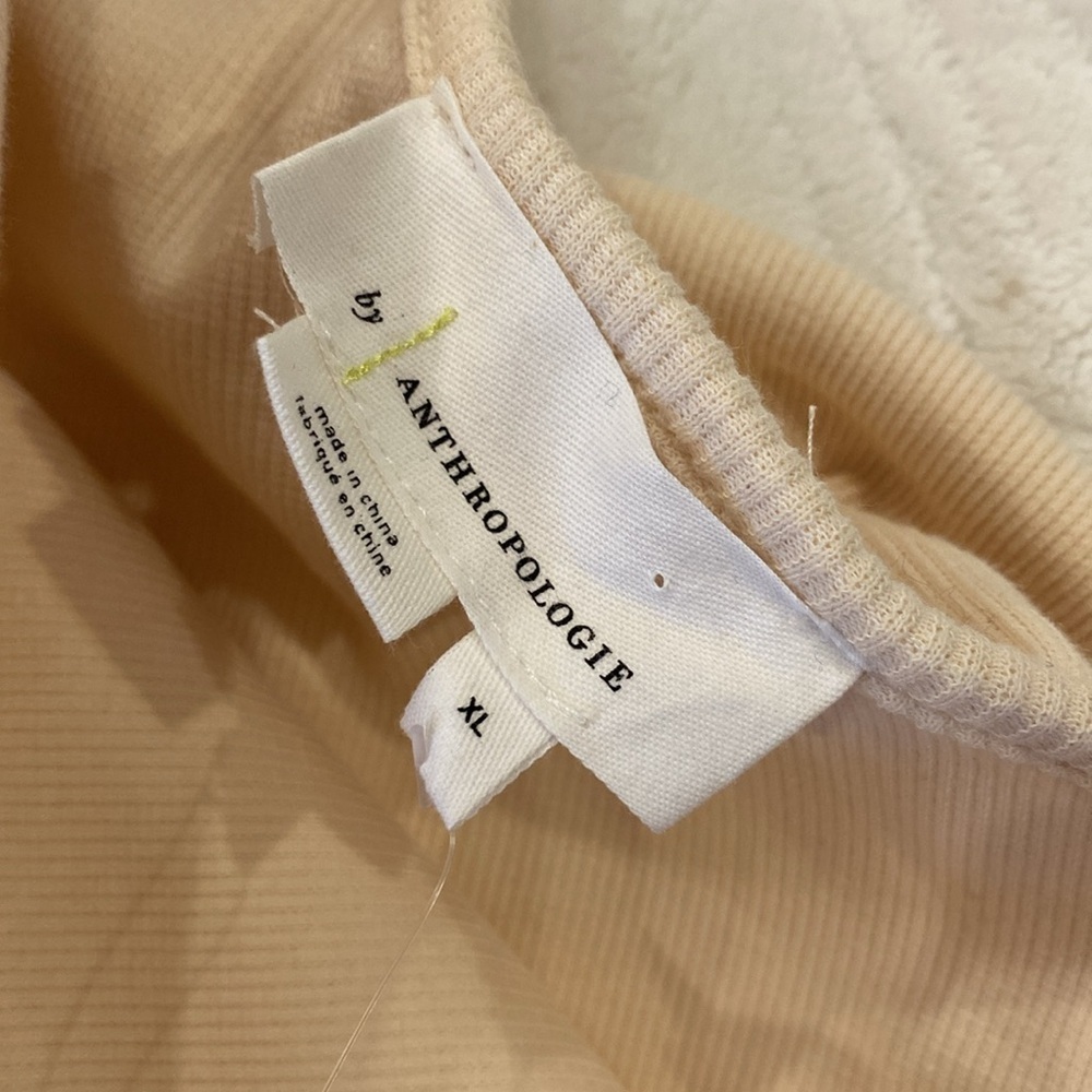 NWT Anthropologie one shoulder cream ribbed ruffled top - Picture 4 of 5